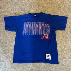 Vintage 90s Kansas Jayhawks University College Sports T Shirt Adult Large